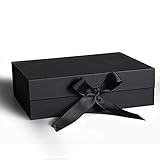 Confezione regalo con fiocco, scatola nera con coperchio, confezione regalo con nastro, confezione regalo decorativa, confezione regalo, per regalo, compleanno, anniversario, Natale