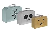 Kindsgut set di 3 valigette di cartone giocattolo per bambini motivi animali