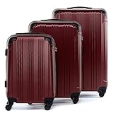 FERGÉ set di 3 valigie viaggio QUÉBEC - bagaglio rigido dure leggera 3 pezzi valigetta 4 ruote rosso