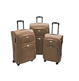 SLmilano Trolley valigia set valigie semirigide set bagagli in tessuto super leggeri 4 ruote piroettanti trolley piccolo adatto per cabina con compagnie lowcost art.214 (sabbia)