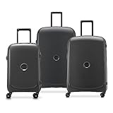 DELSEY PARIS BELMONT PLUS - Set di 3 valigie rigide per bagagli, ultra leggero, bagaglio a mano 55 cm,Bagaglio a mano media 76 cm, borsa 82 cm, colore: Nero