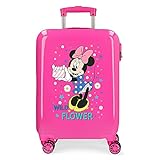 Disney Minnie Wild Flower - Valigia da cabina rosa 38 x 55 x 20 cm rigida ABS chiusura a combinazione laterale 34 2 kg 4 ruote doppie bagaglio a mano