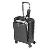 Valigia bagaglio a mano 55x40x20 porta PC Trolley Cabina Bagaglio Rigido e Leggero 4 Ruote Doppie Giro 360º Lucchetto TSA Sulema USB valigia media (Nero)