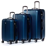 FERGÉ Set di 3 valigie viaggio espandibile TOULOUSE - bagaglio rigido dure 3 pezzi valigetta 4 ruote blu