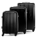 FERGÉ set di 3 valigie viaggio QUÉBEC - bagaglio rigido dure leggera 3 pezzi valigetta 4 ruote nero