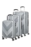 American Tourister Exoline - Set di 3 valigie, Grigio (Silver)