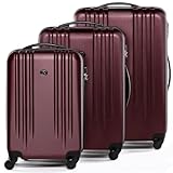 FERGÉ set di 3 valigie viaggio Marseille - bagaglio rigido dure leggera 3 pezzi valigetta 4 ruote rosso
