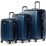 FERGÉ set di 3 valigie viaggio TOULOUSE - bagaglio rigido dure leggera 3 pezzi valigetta 4 ruote blu