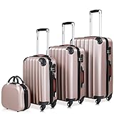 Monzana set di 4 valigie rigide beauty case lucchetto trolley duro valigia viaggio bagaglio a mano week-end