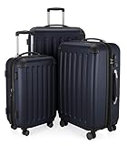 HAUPTSTADTKOFFER - SPREE - Set di 3 valigie, Valigie rigide, Trolley con 4 doppie ruote, Bagaglio da viaggio opaco, Set da viaggio, TSA, (S, M e L), Blu scuro