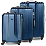 FERGÉ set di 3 valigie viaggio Marseille - bagaglio rigido dure leggera 3 pezzi valigetta 4 ruote blu