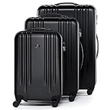 FERGÉ set di 3 valigie viaggio Marseille - bagaglio rigido dure leggera 3 pezzi valigetta 4 ruote nero