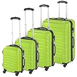 TecTake Set di 4 valigie ABS rigido trolley valigia bagaglio a mano borsa elegante - disponibile in diversi colori - (Verde | no. 402028)