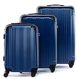 FERGÉ set di 3 valigie viaggio QUÉBEC - bagaglio rigido dure leggera 3 pezzi valigetta 4 ruote blu
