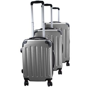 Set di 3 valigie rigidi trolley da viaggio Experience 2.0 360° ruote doppie di BB Sport Set di 3 valigie rigidi trolley da viaggio Experience 2.0 360° ruote doppie, Colore:silver grey
