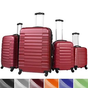 Vojagor Trolley valigia set valigie rigide bagagli da 4 pezzi colore bordeaux