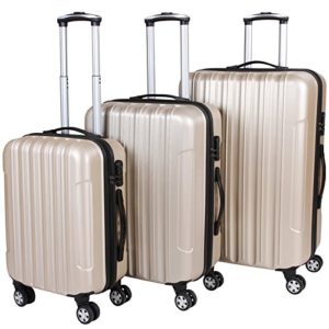 Vojagor Set valigie trolley guscio rigido set da 3 trolley S/M/L colore champagne