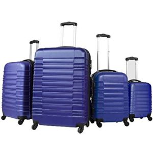 Vojagor Trolley valigia set valigie rigide bagagli da 4 pezzi colore blu