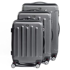 FERGÉ® Set di 3 valigie LYON – leggero bagaglio rigide dure da 3 rigida grigio