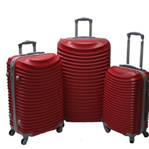 JustGlam – Set 3 Trolley set2030, valige rigide in ABS policarbonato, bagaglio piccolo da cabina, chiusura con lucchetto / rosso