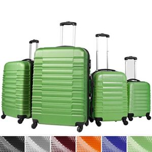 Vojagor Trolley valigia set valigie rigide bagagli da 4 pezzi colore verde