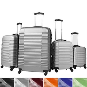 Vojagor Trolley valigia set valigie rigide bagagli da 4 pezzi colore argento
