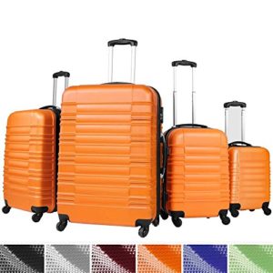 Vojagor Trolley valigia set valigie rigide bagagli da 4 pezzi colore arancione