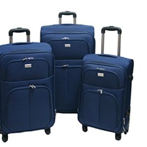 Trolley valigia set valigie semirigide set bagagli in tessuto super leggeri 4 ruote piroettanti trolley piccolo adatto per cabina con compagnie lowcost art.214 (Blu)