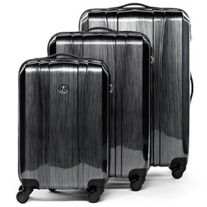 FERGÉ Set di tre valigie DIGIONE – bagaglio rigide duro da 3 – tre pz. valigie con 4 ruote (360) ABS & PC grigio-metallico