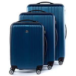 FERGÉ® Set di 3 valigie TOULOUSE – leggero bagaglio rigide dure da 3 rigida blu
