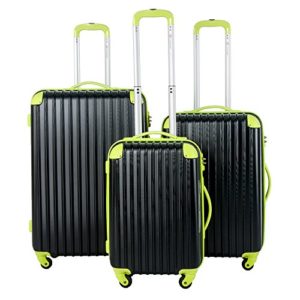 Travelhouse lucchetti per valigie da viaggio materiale semirigido leggero valigia 4 ruote Black&green 3 pezzi