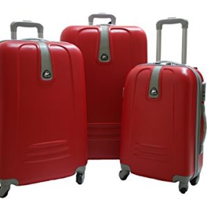 JustGlam – Set 3 Trolley 1305, valige rigide in ABS policarbonato, bagaglio piccolo da cabina, chiusura con lucchetto / Rosso
