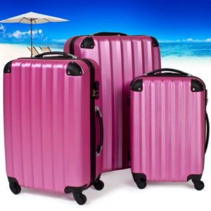 TecTake Trolley valigia valigie set rigido borsa 3 pz. – disponibile in diversi colori – (Rosa)