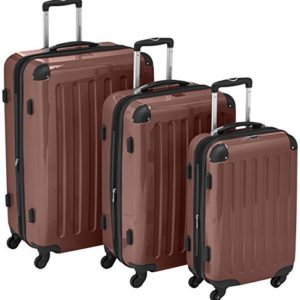 HAUPTSTADTKOFFER – Alex – Set di 3 valigie, Nero brillante, (S, M & L), 235 litri, Colore  Marrone