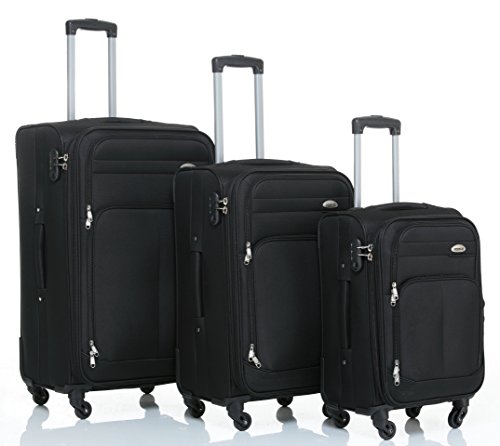 8005 di 3 4 ruote valigia bagaglio trolley da viaggio valigia Trolley Set  in 5 colori BLACK Set - Valigie e Trolley
