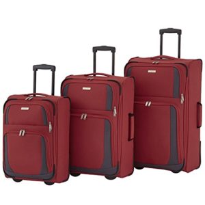 Travelite Set de bagage “Rocco” 3 pcs bordeaux/gris di valigie, 71 cm, 86 liters, Multicolore (Bordeaux/gris)