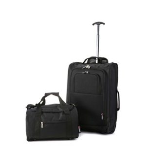 Set valigie da Ryanair – Trolley 55x40x20 e Borsa 35x20x20 ideale come Secondo bagaglio a mano (Nero)