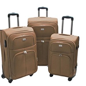 Trolley valigia set valigie semirigide set bagagli in tessuto super leggeri 4 ruote piroettanti trolley piccolo adatto per cabina con compagnie lowcost art.214 (Sabbia)