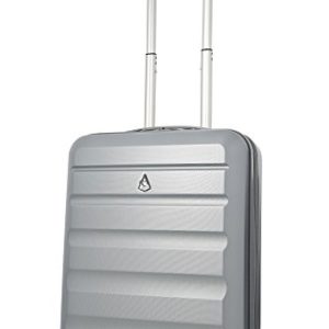 Trolley Aerolite ABS – bagaglio a mano 55x35x20 cm – Valigia rigida con 2 ruote. Ideale a bordo di Ryanair, Alitalia, Meridiana, EasyJet, WizzAir. Colore: argento