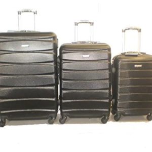 DZL Set 3 Trolley valigie rigide in ABS e policarbonato 4 ruote piroettanti colori vari (NERO)