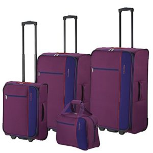 Travelite Portofino valigia a 2 ruote + borsone (set di 4) lila blau rot