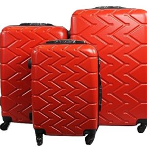 Dublin 6 set da 3 pezzi valige trolly in ABS e policarbonato con 4 ruote girevoli 360° gradi colori vari (Rosso)