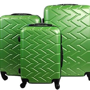 Dublin 6 set da 3 pezzi valige trolly in ABS e policarbonato con 4 ruote girevoli 360° gradi colori vari (Verde)