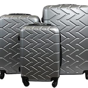 Dublin 6 set da 3 pezzi valige trolly in ABS e policarbonato con 4 ruote girevoli 360° gradi colori vari (Argento)