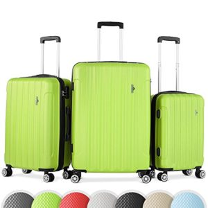 Vojagor Set valigie trolley guscio rigido set da 3 trolley S/M/L colore verde