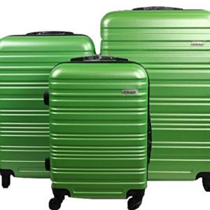 Dublin 3 set da 3 pezzi valige trolly in ABS e policarbonato con 4 ruote girevoli 360° gradi colori vari (Verde)