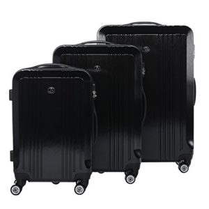 FERGÉ® Set di 3 valigie CANNES – leggero bagaglio rigide dure da 3 rigida nero