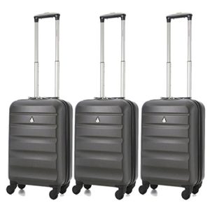 Aerolite ABS trolley bagaglio a mano valigia rigida con 4 ruote (3 x Carbone)